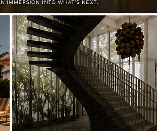Sculptural black staircase, M Building